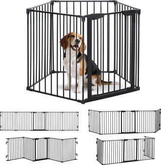 OEM Barrera De Seguridad Para Mascotas De 5 Paneles Plegable 300 Cm Con Cierre Inteligente Para Escalera Pasillo Negro