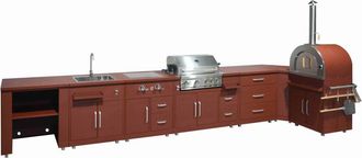 Oviala Cocina exterior de esquina 7 elementos 3 m&oacute;dulos de cocci&oacute;n/fregadero