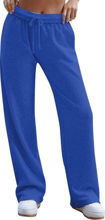 Generic Ladies Trousers Elasticated Waist,Wide Leg Joggers for Women Drawstring Elasticated Waist Tracksuit Bottoms Lightweight Loose Everyday Lounge Pants Ca