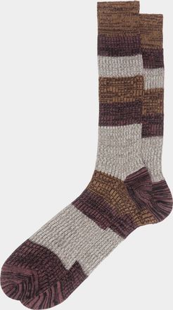 Maria La Rosa Mens Ribbed Cashmere and Silk Striped Socks One Size