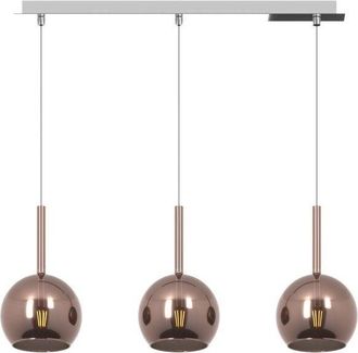 Top-Light Sospensione Contemporanea Rosone Rett. Future Met. Cromo Vetro Rame 3 Luci E27