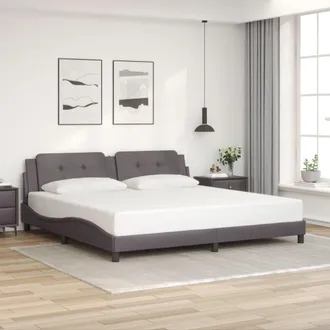 vidaXL Vidaxl - Estructura De Cama Sin Colch&oacute;n Cuero Sint&eacute;tico Gris 200x200 Cm
