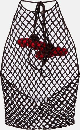 Alaia Ala&iuml;a Open-knit halterneck cotton top
