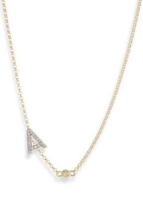 Meshmerise Bezel Diamond Initial Chain Necklace - 0.2ct. in Yellow-A at Nordstrom Rack