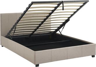 Sweeek Cama con somier abatible y cabecero, 140cm, beige