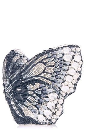 Judith Leiber Butterfly Crystal Clutch in Silver Jet Multi at Nordstrom