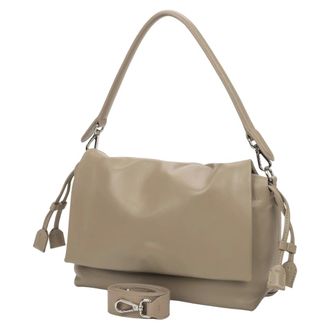 Estro & Luminara Tassen, Dames, Beige, ONE Size, Leer, Leren Schoudertas