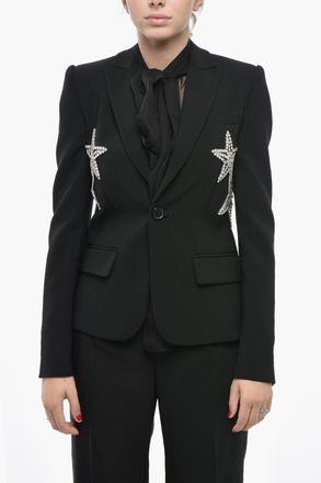 Dsquared2 Blazer in Tinta Unita con Dettagli a Forma di Stella Impreziositi da Strass Dsquared2