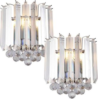 Loops 2 PACK Unique Dimmable Wall Light Chrome Clear Acrylic Elegant Chandelier Lamp