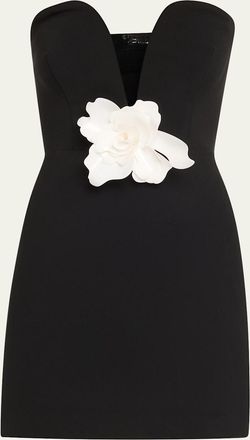 Halston Heritage Anabelle Strapless Plunge Crepe Mini Dress
