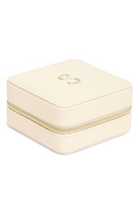 Nordstrom Initial Square Zip Travel Case in S- Cream- Gold at Nordstrom