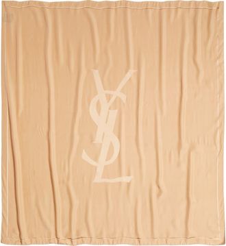 Saint Laurent Cassendre Logo Silk Square Scarf in Beige at Nordstrom
