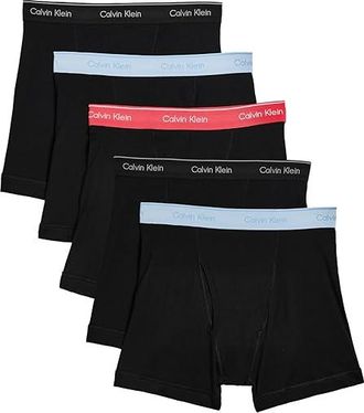 Calvin Klein Underwear Cotton Classics 5 Pack Boxer Brief Mens Underwear Black Bodies/Black/Misty Grey/Punch Pink/Breezy Blue/Black WBS : M (32-34)
