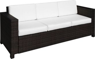 OUTSUNNY Rattan Wicker 3-seater Sofa Chair Patio Furniture w/ Cushion Brown