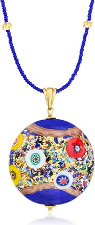 Ross-Simons Italian Multicolored Murano Glass Necklace in 18kt Gold Over Sterling