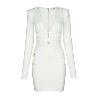 Elisabetta Franchi Knitted Dresses, female, White, Size: L Abito in maglia