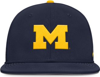 Nike Michigan Wolverines Dugout True Mens Nike Mens Dri-FIT College Fitted Hat in Blue | NC1441SMWN-J26