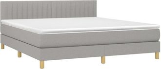 vidaXL Vidaxl - Cama Box Spring Con Colch&oacute;n Tela Y Led Gris Claro 160x200 Cm