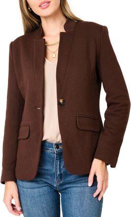 Gibsonlook Inverted Notch Collar Cotton Blend Knit Blazer in Espresso at Nordstrom, Size Xx-Large