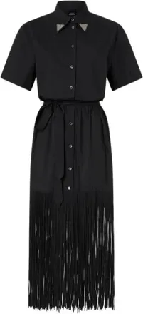 Pinko Pinko, Kleedjes, Dames, Zwart, M, Katoen, Avigliano Popeline Jurk Ss 26
