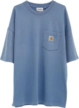 Carhartt Work in Progress T-Shirts, male, Blue, L, Hudson Pocket T-Shirt