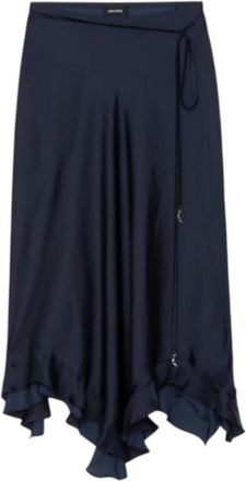 Zadig&Voltaire Jeto Satin Skirt - Dames - Midirokken - Blauw - S - Polyester - Rokken
