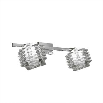 Top-Light Applique Contemporanea Rubik Metallo Cromo Diffusore Cristallo 2 Luci G9