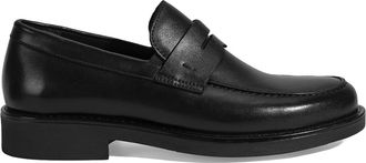 Desa Man Slip-Ons - Leather Upper, Flat Heel, Breathable, Easy On/Off, Rain-Resistant | Black - 40