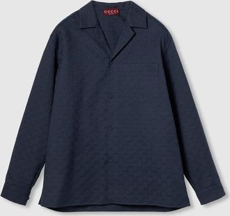 Gucci GG Canvas Shirt, Size 42, Blue, Ready-to-wear