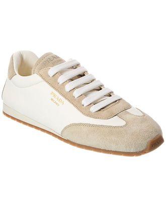 Prada Logo Leather & Suede Sneaker