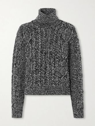 Moncler Pullover A Collo Alto In Misto Lana A Trecce - Grigio
