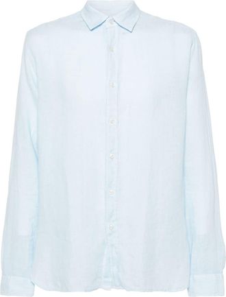 Xacus long-sleeve linen shirt - men - Linen/Flax - 43 - Blue