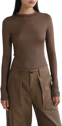 A Gold E Delphi Slim Ribbed Tee in Brunel Brown Khaki at Nordstrom, Size X-Large