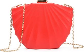 Generic Womens Shell Shaped Evening Clutch Bag with Chain Strap - PU Leather Crossbody Handbag for Weddings, Parties & Formal Events - Compact Pleated Clasp P