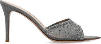 Gianvito Rossi Muiltjes met hak Rania - Dames - Muiltjes - Grijs - 39 EU - Leer - Schoenen