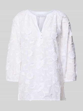 Comma Regular Fit Bluse mit V-Ausschnitt und 3/4-Arm in Weiss, Gr&ouml;&szlig;e 34