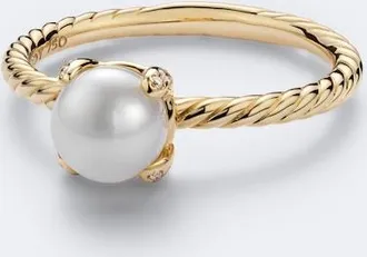 David Yurman Pearl Classics 18kt gold ring with freshwater pearl and diamonds