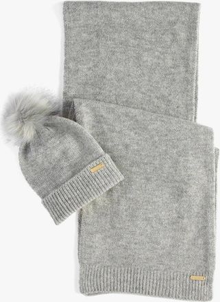 Barbour Womens Barbour SPARKLE BEANIE & SCARF Womens Gift Set Grey Marl - Size: ONE size