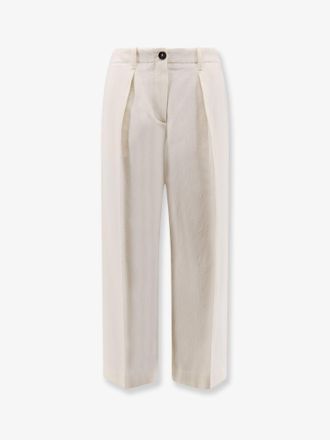Brunello Cucinelli Pantaloni in cotone e lana con coulisse regolabile - BRUNELLO CUCINELLI - gender_Woman