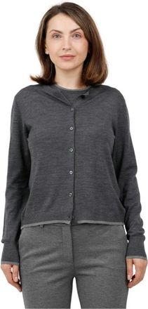 Gran Sasso Wollen Cardigan met Viscose en Lurex Bies - Dames - Vesten - Grijs - M - Wol - Truien & Vesten