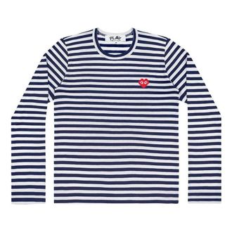 Comme Des Gar&ccedil;ons SPACE INVADERS L/S Striped Red Emblem Navy AZ-T324-051