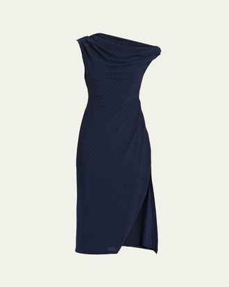Ramy Brook Benja Ribbed Asymmetric Midi Dress