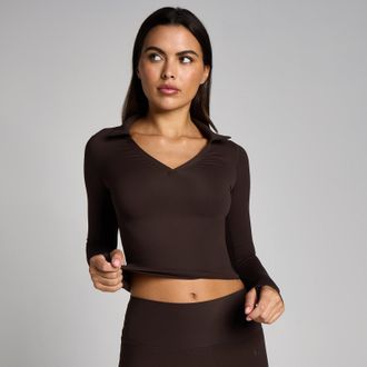 MyProtein MP Mujer Tempo Long Sleeve Collared Top - Cacao - XS