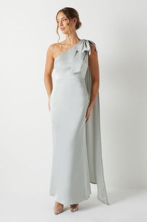 Coast Bow One Shoulder Satin Dress in Sage at Nordstrom, Size 10