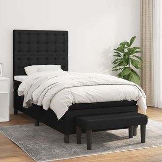 vidaXL Vidaxl - Cama Box Spring Con Colch&oacute;n Tela Negro 90x190 Cm
