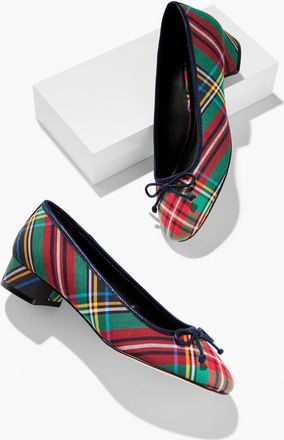 Talbots Gabriel Block Heel Pumps - Joyful Tartan - Blue - 10 1/2 M Talbots