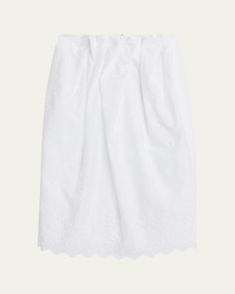 Simone Rocha Pleated Waist Eyelet Embroidered Midi Pencil Skirt