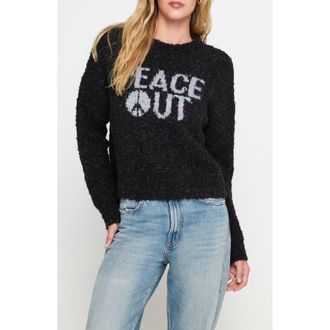 Spiritual Gangster Beatrice Peace Out Alpaca & Wool Blend Sweater in Black Multi at Nordstrom Rack, Size Small