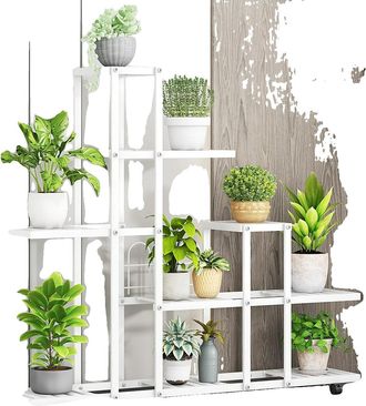 OEM Soporte Para Plantas, Dise&ntilde;o Multinivel, Port&aacute;til Y Duradero, H9036 Blanco