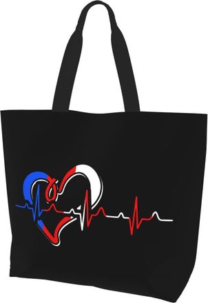 AOOEDM Puerto Rican Heartbeat Ladies Canvas Tote Reusable Shopping Bag